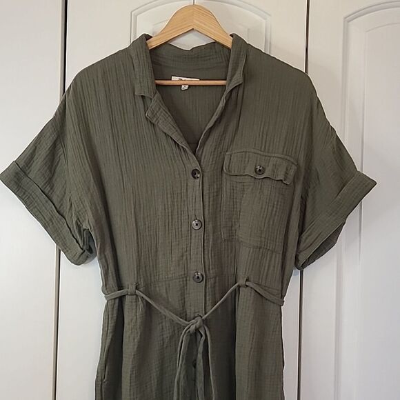 Madewell Lightspun Belted Safari Romper Olive Army Green Size M - Picture 4 of 14